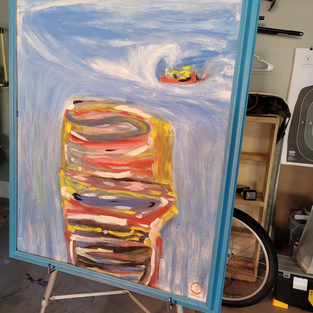 Original abstract painting framed